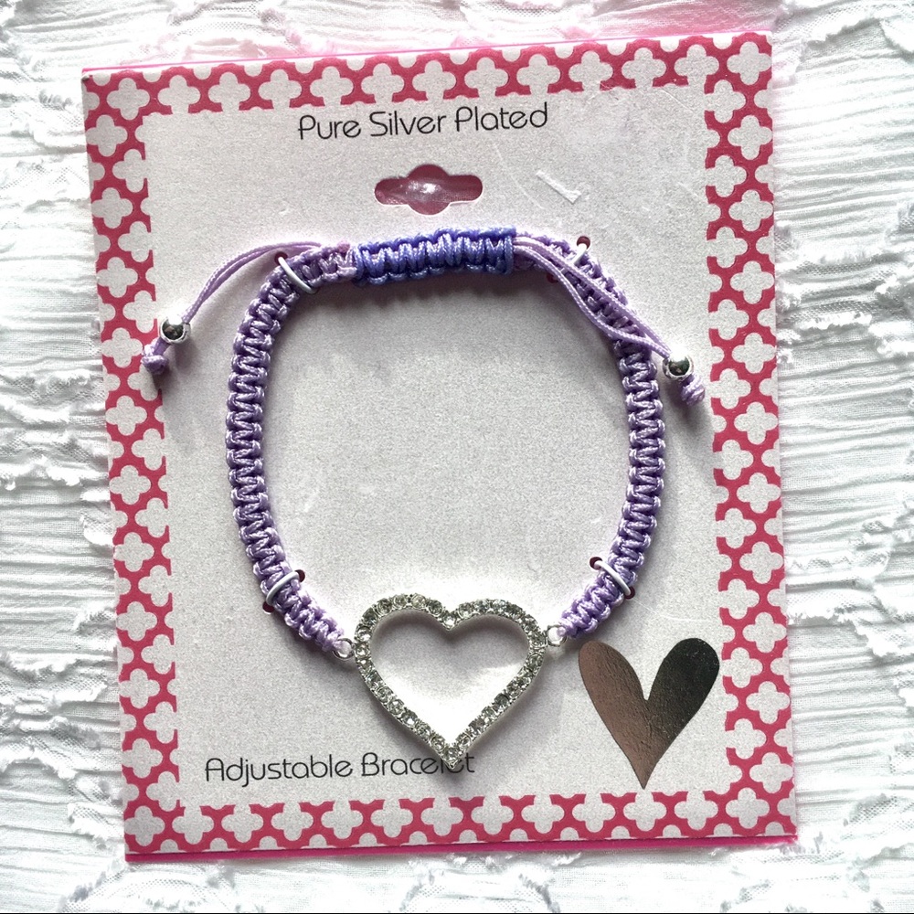 NWT JCPenney Purple/Rhinestone Heart Bracelet
